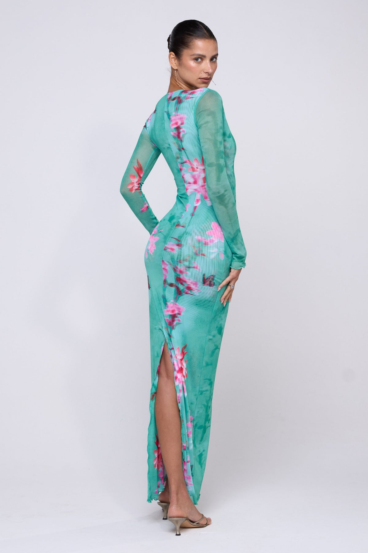 This is an image of Esme Dress in Clearwater - RESA featuring a model wearing the dress