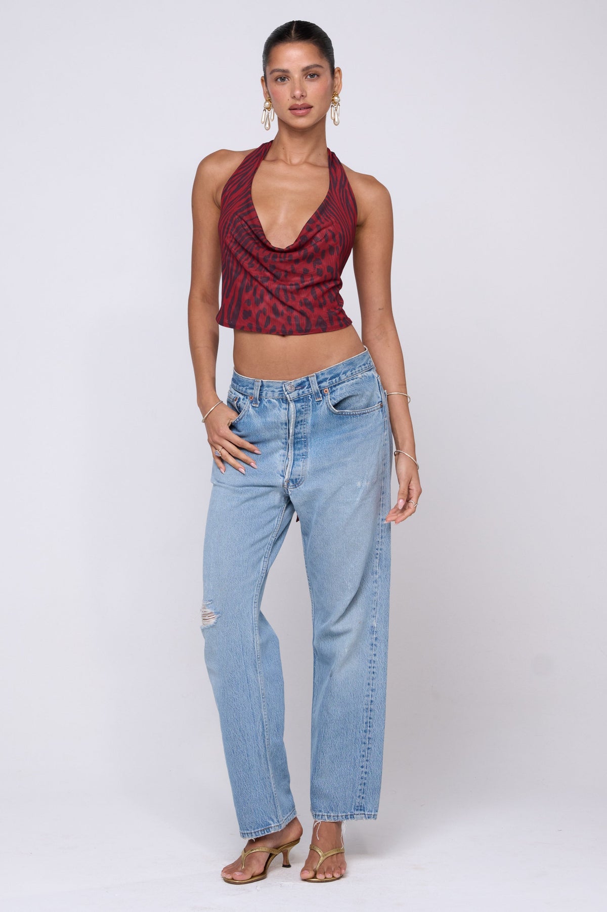 This is an image of Lea Top in Vixen - RESA featuring a model wearing the dress