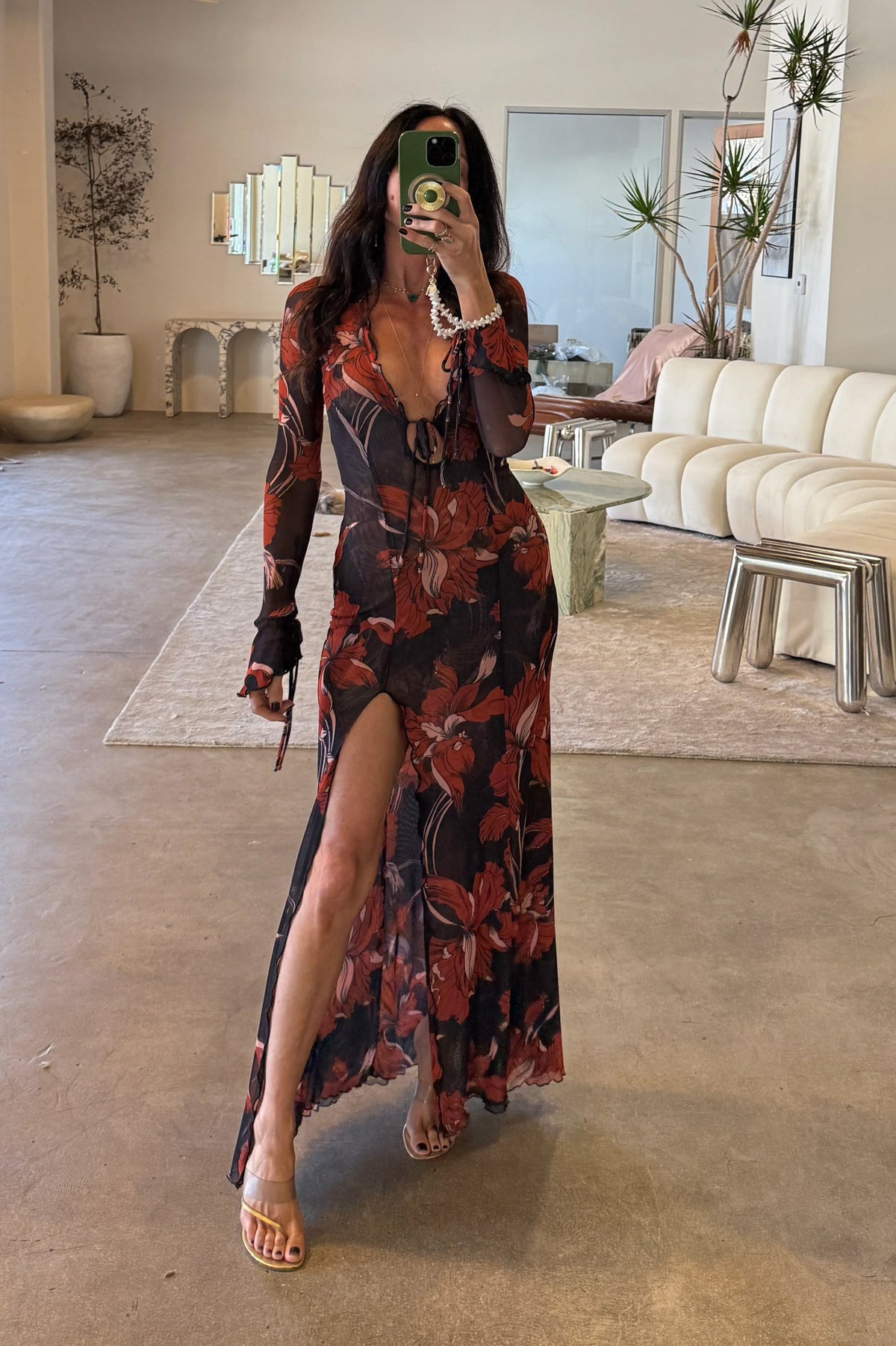 This is an image of Lennon Maxi in Coeur - RESA featuring a model wearing the dress