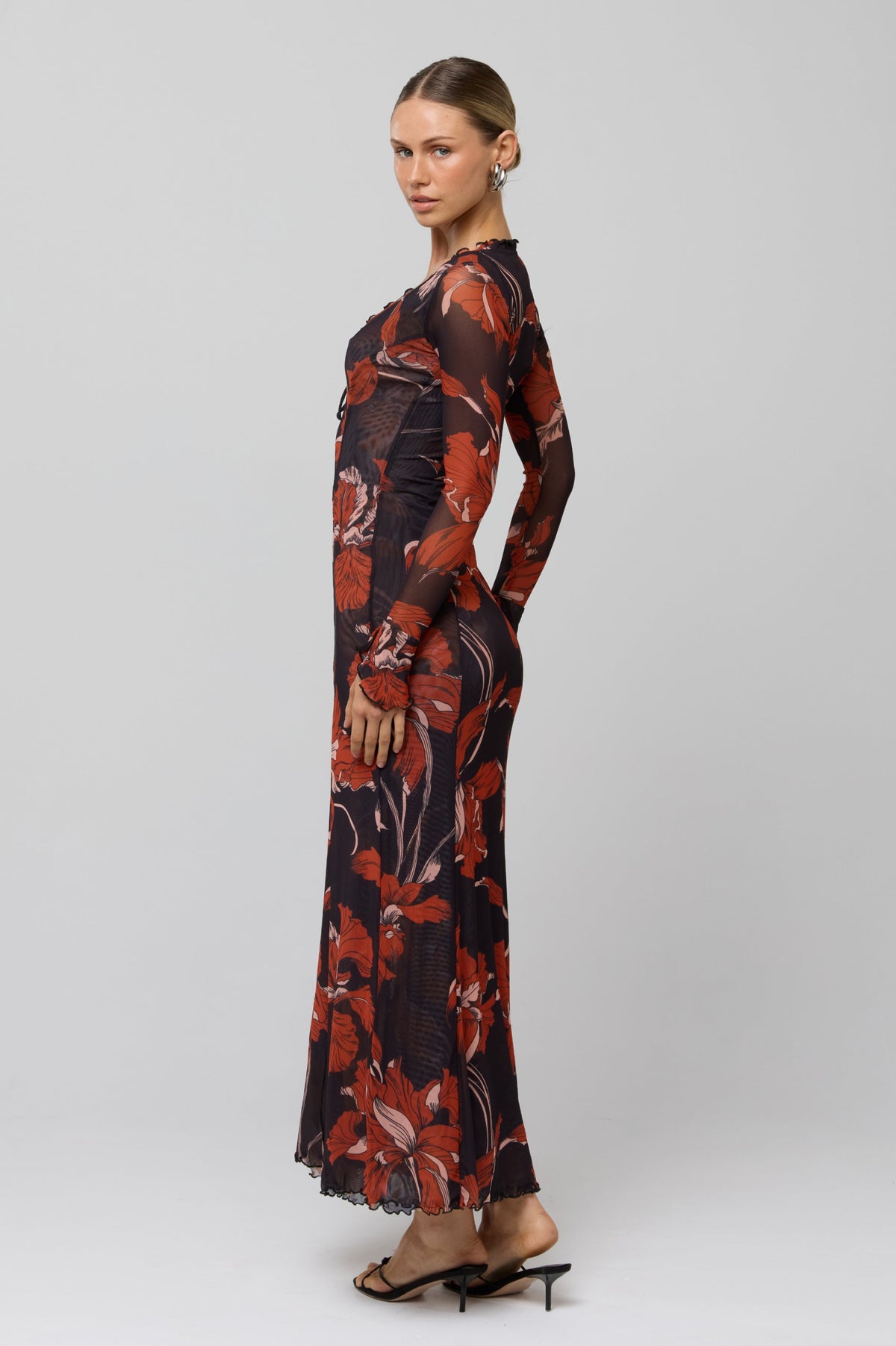 This is an image of Lennon Maxi in Coeur - RESA featuring a model wearing the dress