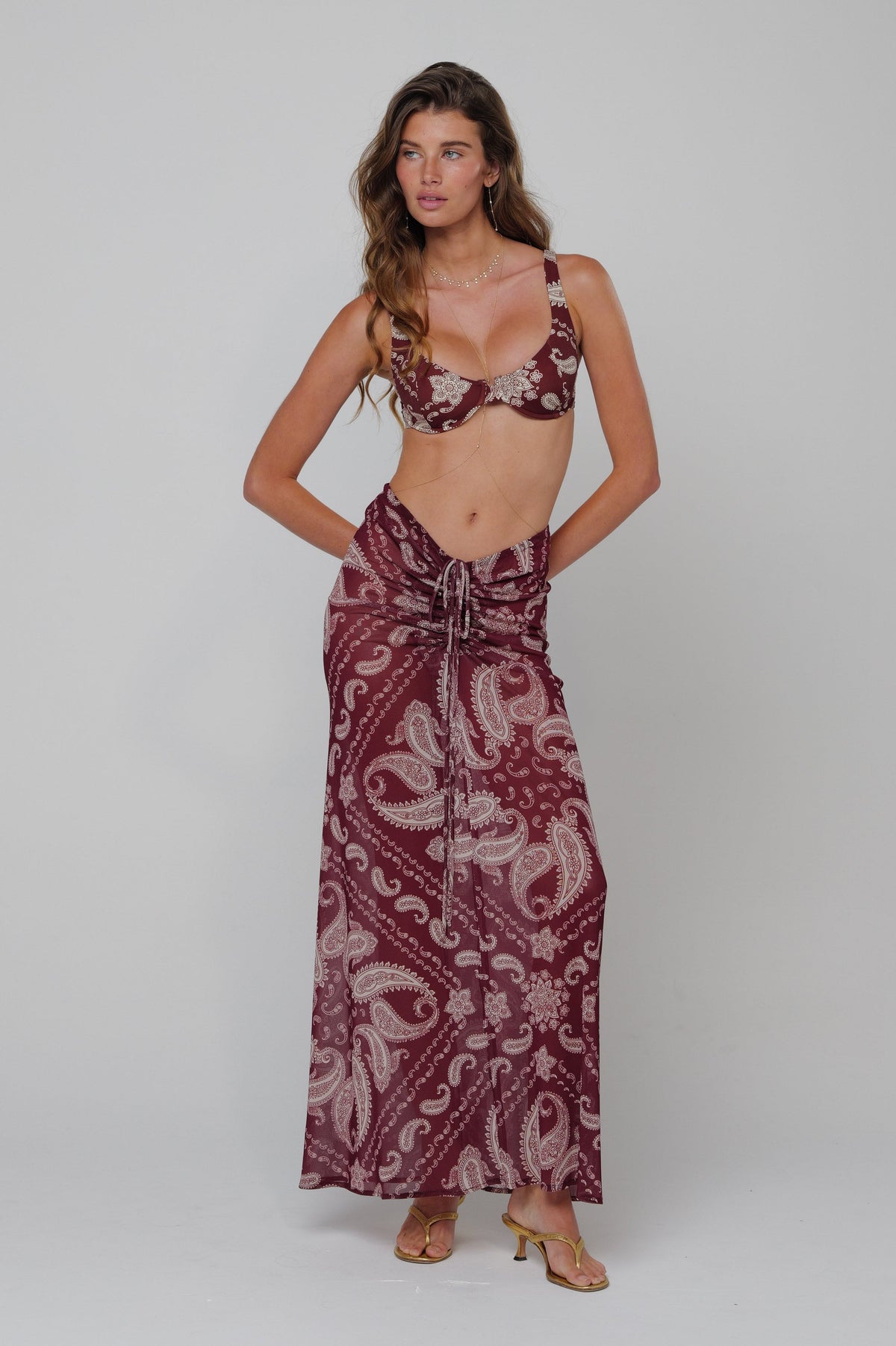 This is an image of Matty Bikini Top in Bronco - RESA featuring a model wearing the dress