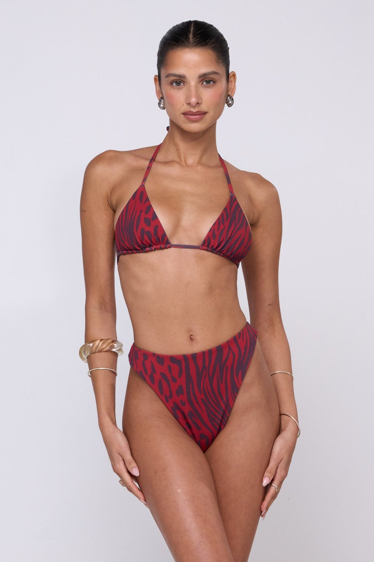 This is an image of Miles Bikini Bottom in Vixen - RESA featuring a model wearing the dress