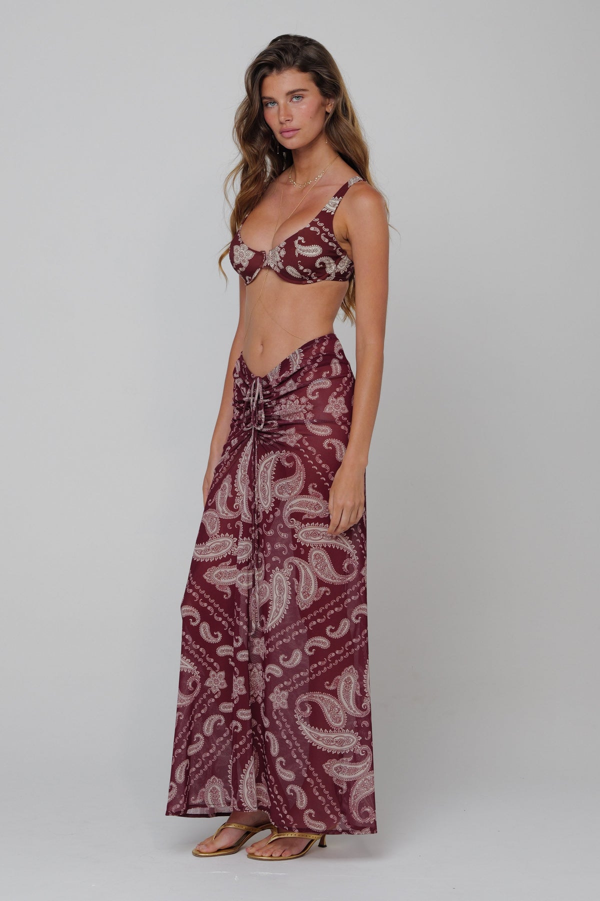 This is an image of Ziggy Mesh Skirt in Bronco - RESA featuring a model wearing the dress