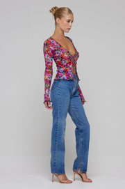 This is an image of Aliyah Mesh Top in Dahlia - RESA featuring a model wearing the dress