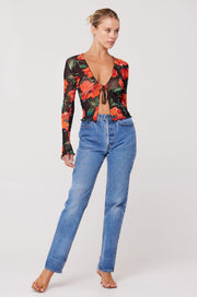This is an image of Aliyah Mesh Top in Poppy - RESA featuring a model wearing the dress