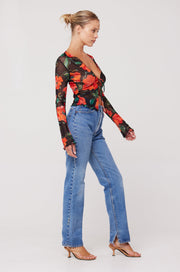 This is an image of Aliyah Mesh Top in Poppy - RESA featuring a model wearing the dress