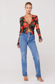 This is an image of Aliyah Mesh Top in Poppy - RESA featuring a model wearing the dress