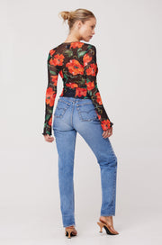 This is an image of Aliyah Mesh Top in Poppy - RESA featuring a model wearing the dress