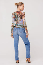 This is an image of Aliyah Mesh Top in Shakespeare - RESA featuring a model wearing the dress