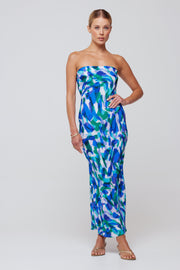 This is an image of Anna Slip in Aqua - RESA featuring a model wearing the dress