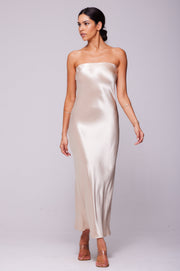 This is an image of Anna Slip in Champagne - RESA featuring a model wearing the dress
