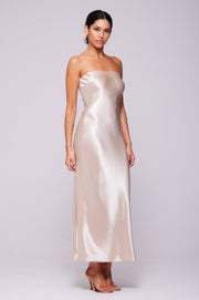 This is an image of Anna Slip in Champagne - RESA featuring a model wearing the dress