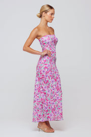 This is an image of Anna Slip in Hibiscus - RESA featuring a model wearing the dress