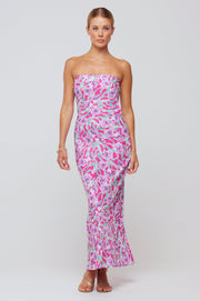 This is an image of Anna Slip in Hibiscus - RESA featuring a model wearing the dress