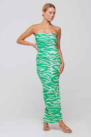 This is an image of Anna Slip in Kona Kelly Green - RESA featuring a model wearing the dress