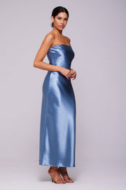 This is an image of Anna Slip in Slate - RESA featuring a model wearing the dress