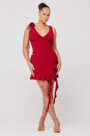 This is an image of Anyssa Mini in Ruby - RESA featuring a model wearing the dress