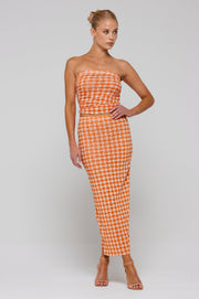 This is an image of Bonnie Mesh Top in Solstice - RESA featuring a model wearing the dress