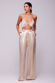 This is an image of Bowie Top in Champagne - RESA featuring a model wearing the dress