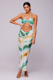 This is an image of Bowie Top in Gaia - RESA featuring a model wearing the dress