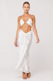 This is an image of Bowie Top in Pearl - RESA featuring a model wearing the dress