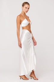 This is an image of Bowie Top in Pearl - RESA featuring a model wearing the dress