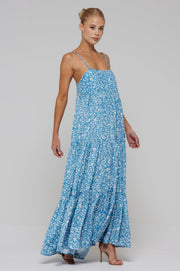 This is an image of Bridget Maxi in Iris - RESA featuring a model wearing the dress