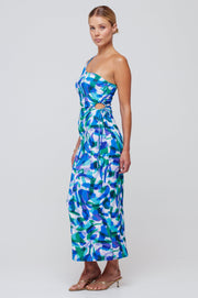 This is an image of Caley Dress in Aqua - RESA featuring a model wearing the dress