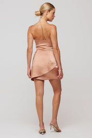 This is an image of Cindy Mini in Copper - RESA featuring a model wearing the dress