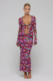 This is an image of Clyde Mesh Skirt in Dahlia - RESA featuring a model wearing the dress