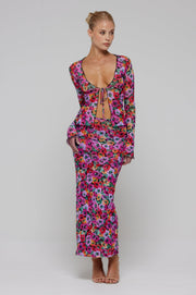 This is an image of Clyde Mesh Skirt in Dahlia - RESA featuring a model wearing the dress