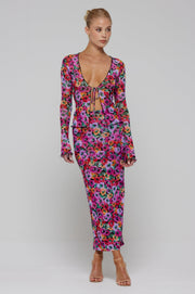 This is an image of Clyde Mesh Skirt in Dahlia - RESA featuring a model wearing the dress