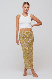 This is an image of Clyde Mesh Skirt in Fava - RESA featuring a model wearing the dress