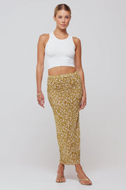 This is an image of Clyde Mesh Skirt in Fava - RESA featuring a model wearing the dress