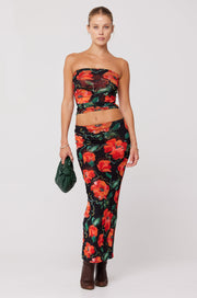 This is an image of Clyde Mesh Skirt in Poppy - RESA featuring a model wearing the dress