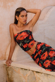 This is an image of Clyde Mesh Skirt in Poppy - RESA featuring a model wearing the dress