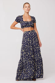 This is an image of Daisy Top in Midnight - RESA featuring a model wearing the dress