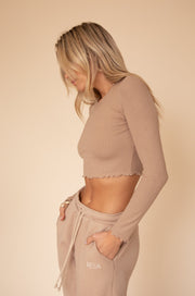 This is an image of Eddy Top in Nude - RESA featuring a model wearing the dress
