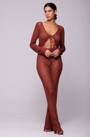 This is an image of Elise Top in Brick - RESA featuring a model wearing the dress