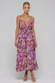 This is an image of Hannah Midi in Dahlia - RESA featuring a model wearing the dress