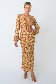 This is an image of Isla Skirt in Ashland - RESA featuring a model wearing the dress
