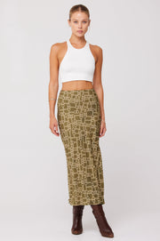This is an image of Isla Skirt in Link - RESA featuring a model wearing the dress