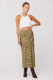This is an image of Isla Skirt in Link - RESA featuring a model wearing the dress