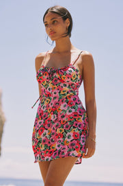 This is an image of Juniper Mini in Dahlia - RESA featuring a model wearing the dress