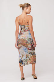 This is an image of Kiele Mesh Dress in Shakespeare - RESA featuring a model wearing the dress