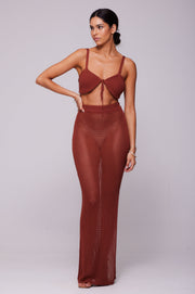 This is an image of Leina Top in Brick - RESA featuring a model wearing the dress