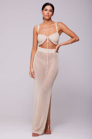 This is an image of Leina Top in Natural - RESA featuring a model wearing the dress