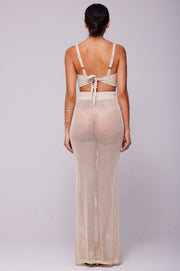 This is an image of Leina Top in Natural - RESA featuring a model wearing the dress