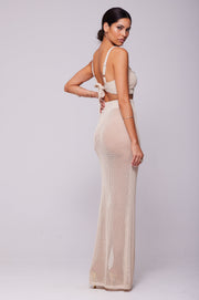 This is an image of Leina Top in Natural - RESA featuring a model wearing the dress