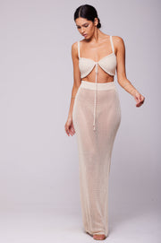 This is an image of Leina Top in Natural - RESA featuring a model wearing the dress